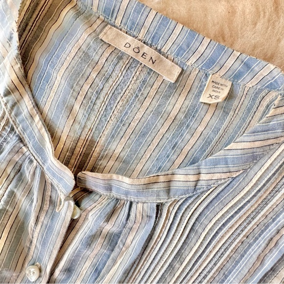 💋SOLD💋⛱️🌊DÔEN ‘Lorena’ Organic Cotton Voile Dress Monte Isola Stripe XS - Picture 15 of 17